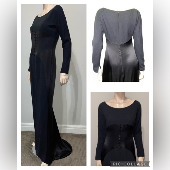 Vintage Donald Deal Long Black Evening Gown 8 - Picture 4 of 16